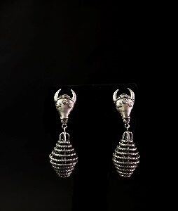Holy Cow Silver Earrings with oxidized finish and sacred cow design