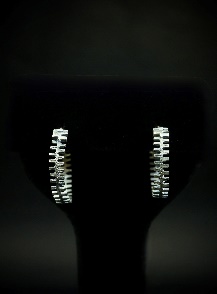 Zip hoop earrings in oxidized 92.5 silver with modern zipper design