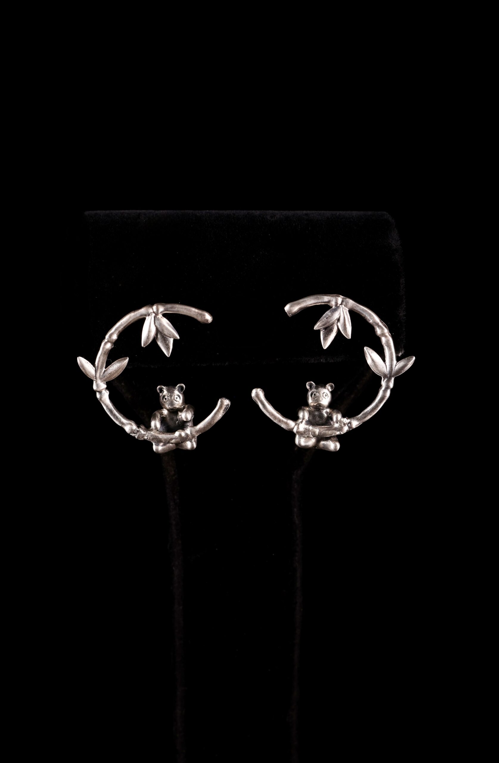 Handcrafted 92.5 silver panda earring with oxidised animal design by Ahsaas Jewellery