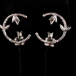 Handcrafted 92.5 silver panda earring with oxidised animal design by Ahsaas Jewellery