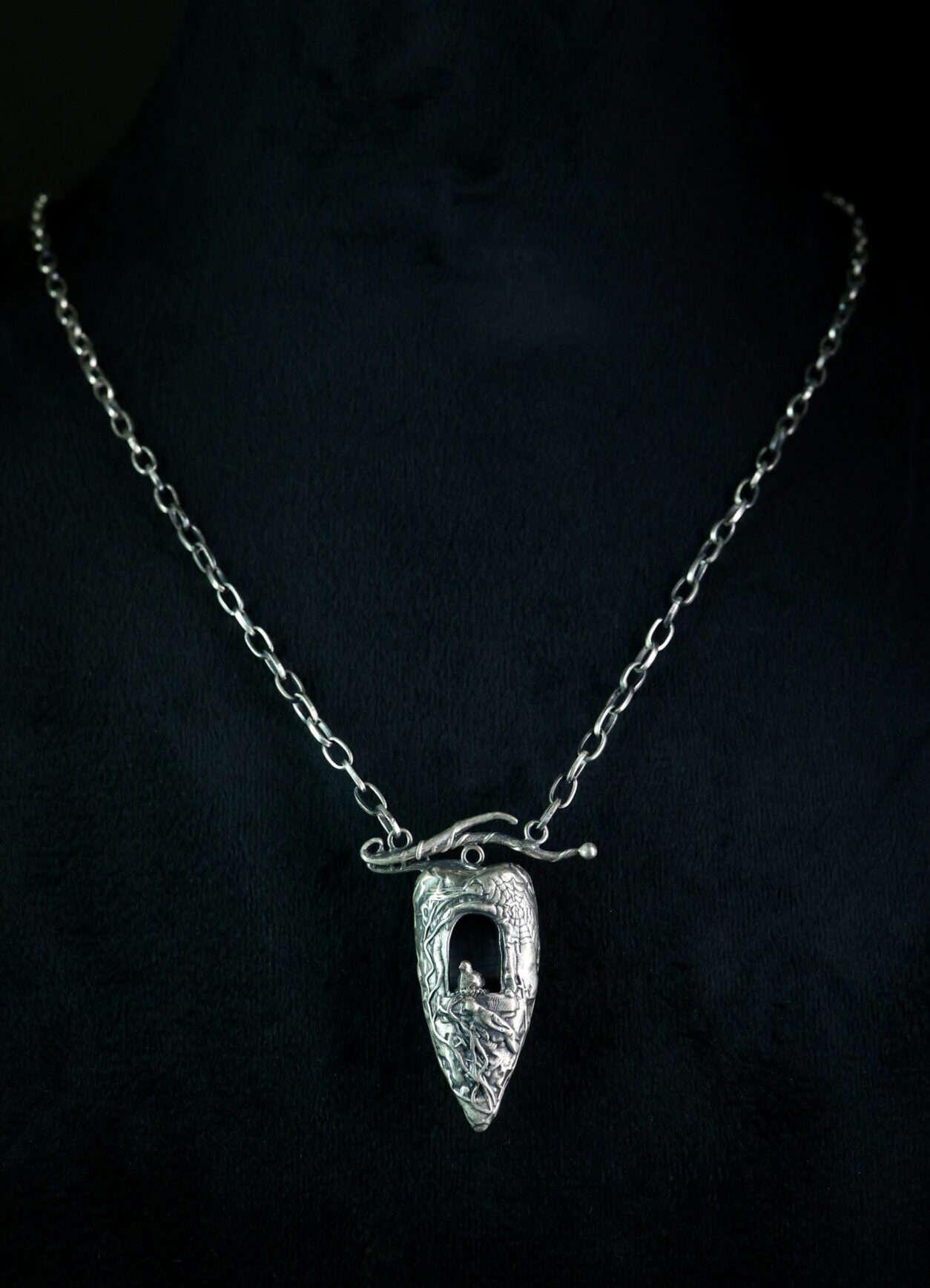 Handcrafted 92.5 silver nest necklace with oxidised bird nest design – Ahsaas Jewellery