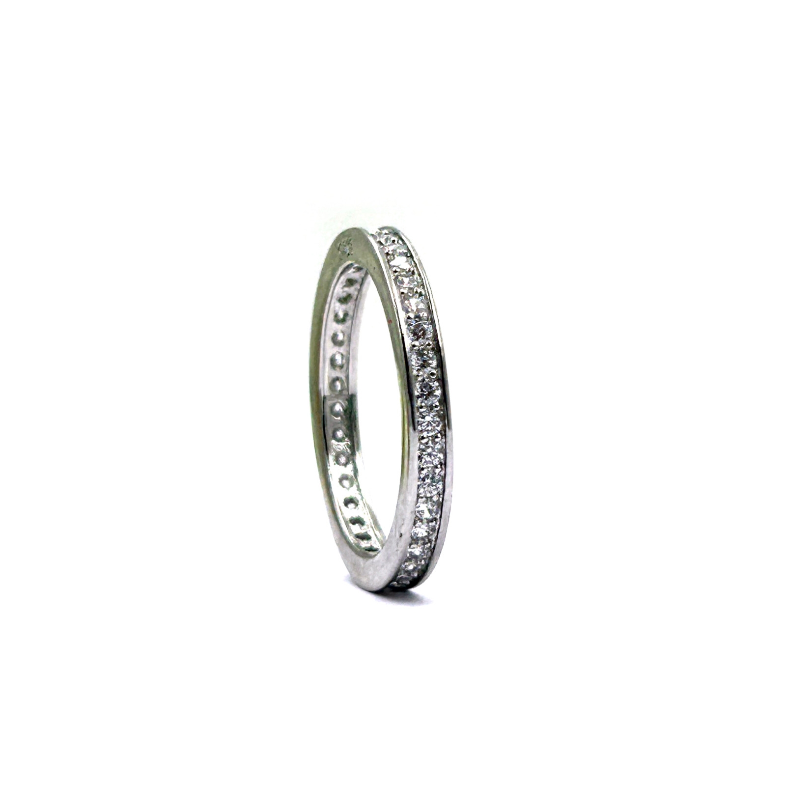 “92.5 sterling silver CZ eternity band ring for women with sparkling stones – premium minimal silver jewellery.”