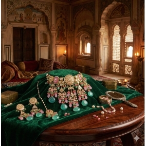 Royal Kundan Meenakari Artificial Necklace Set with Earrings