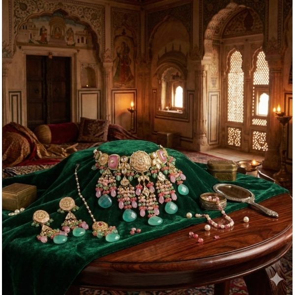 Royal Kundan Meenakari Artificial Necklace Set with Earrings