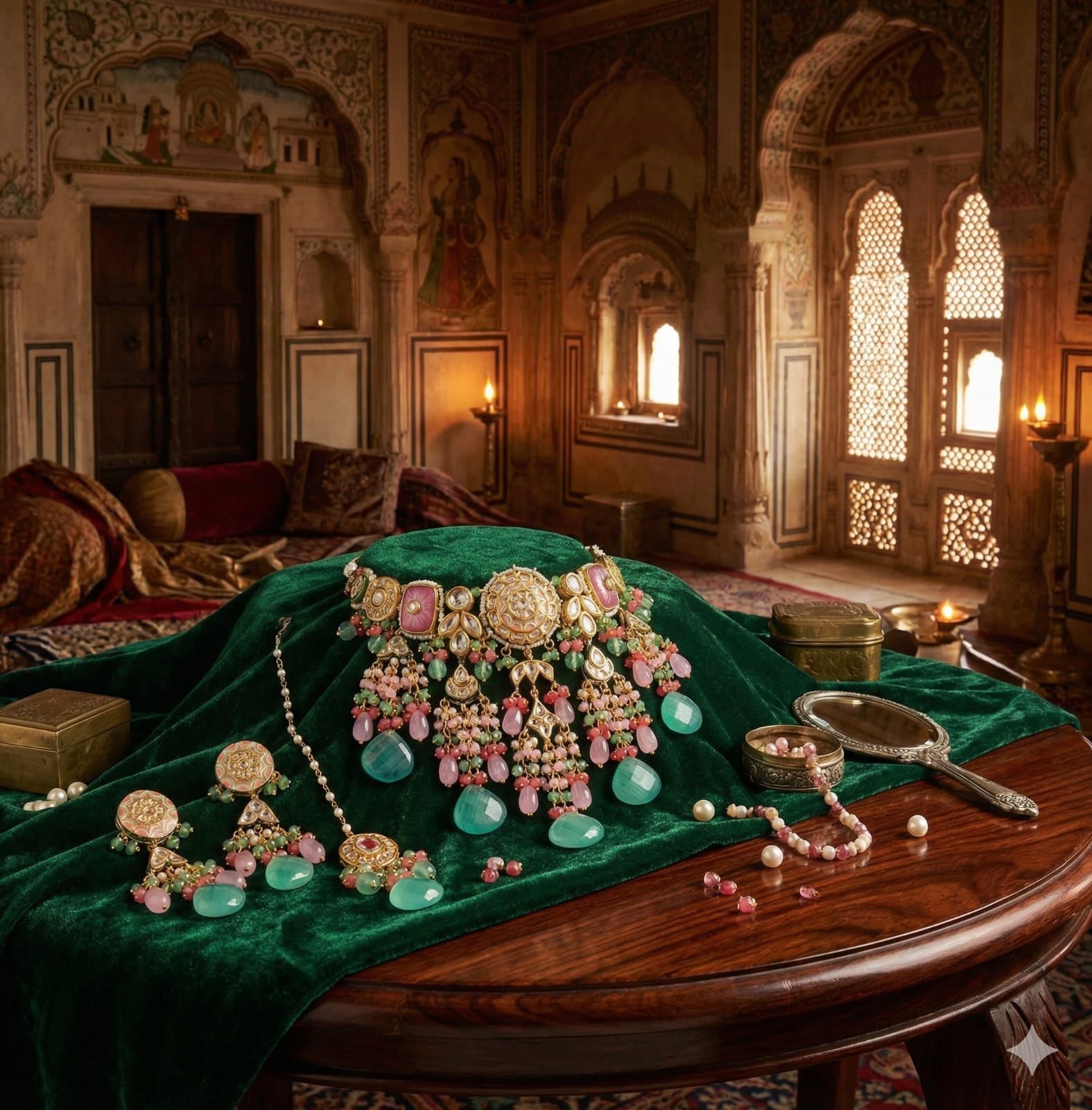 Royal Kundan Meenakari Artificial Necklace Set with Earrings