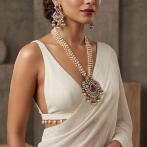 Premium Ruby Kundan Necklace Set