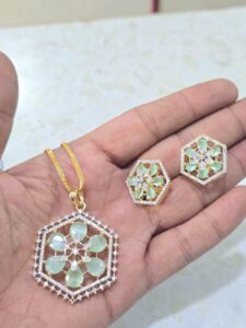Floral Stone Pendant Set