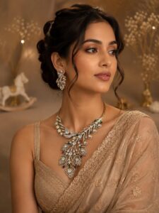 Multicolor Navratna Cubic Zirconia Peacock Statement Set