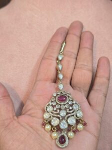 Ruby and Kundan Gold-Plated Maang Tikka